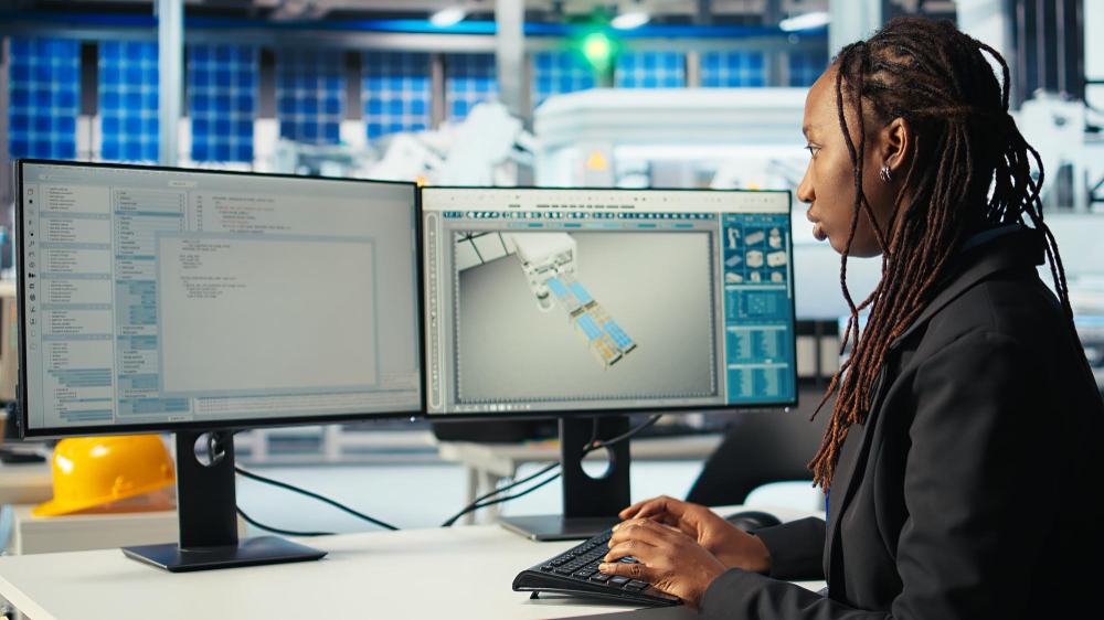 Engineer working on technical project design and documentation