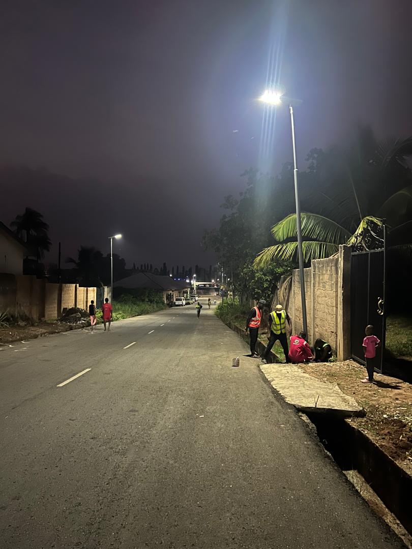 Solar streetlight installed under the Umuda Solar Project, Umuda Isingwa Community, Abia State