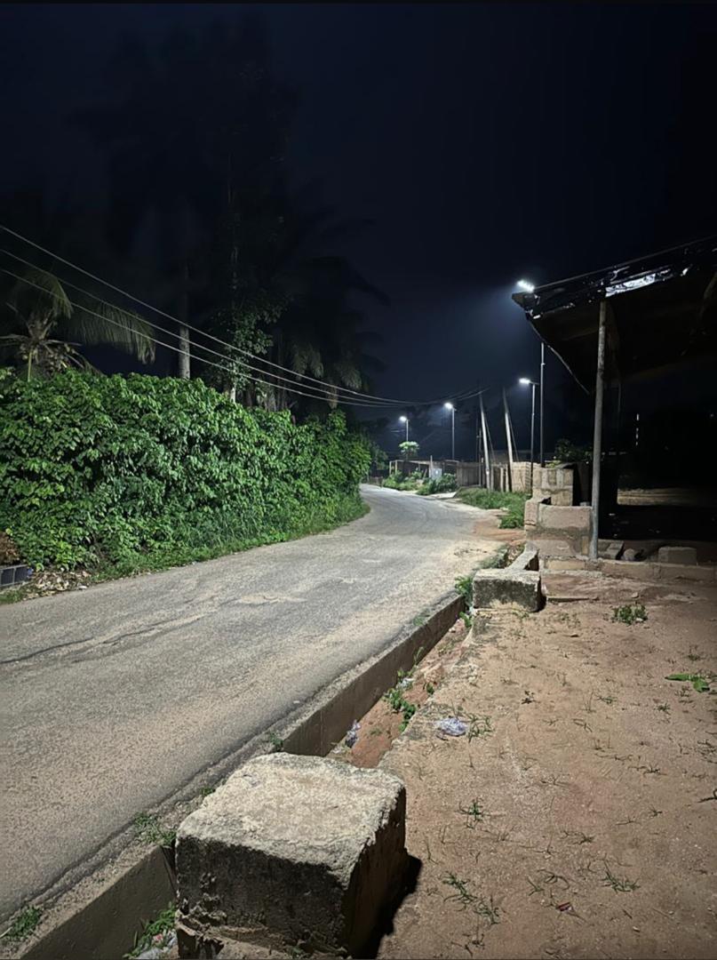 Wobotron field team commissioning solar streetlights, Umuda Isingwa Community